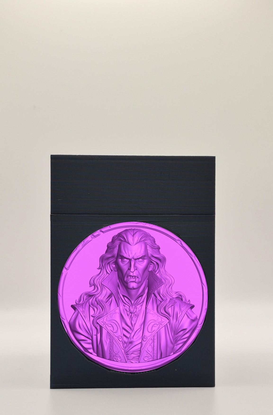 Gothic Vampire Card Box - Black Plain box with Purple background and Purple medallion