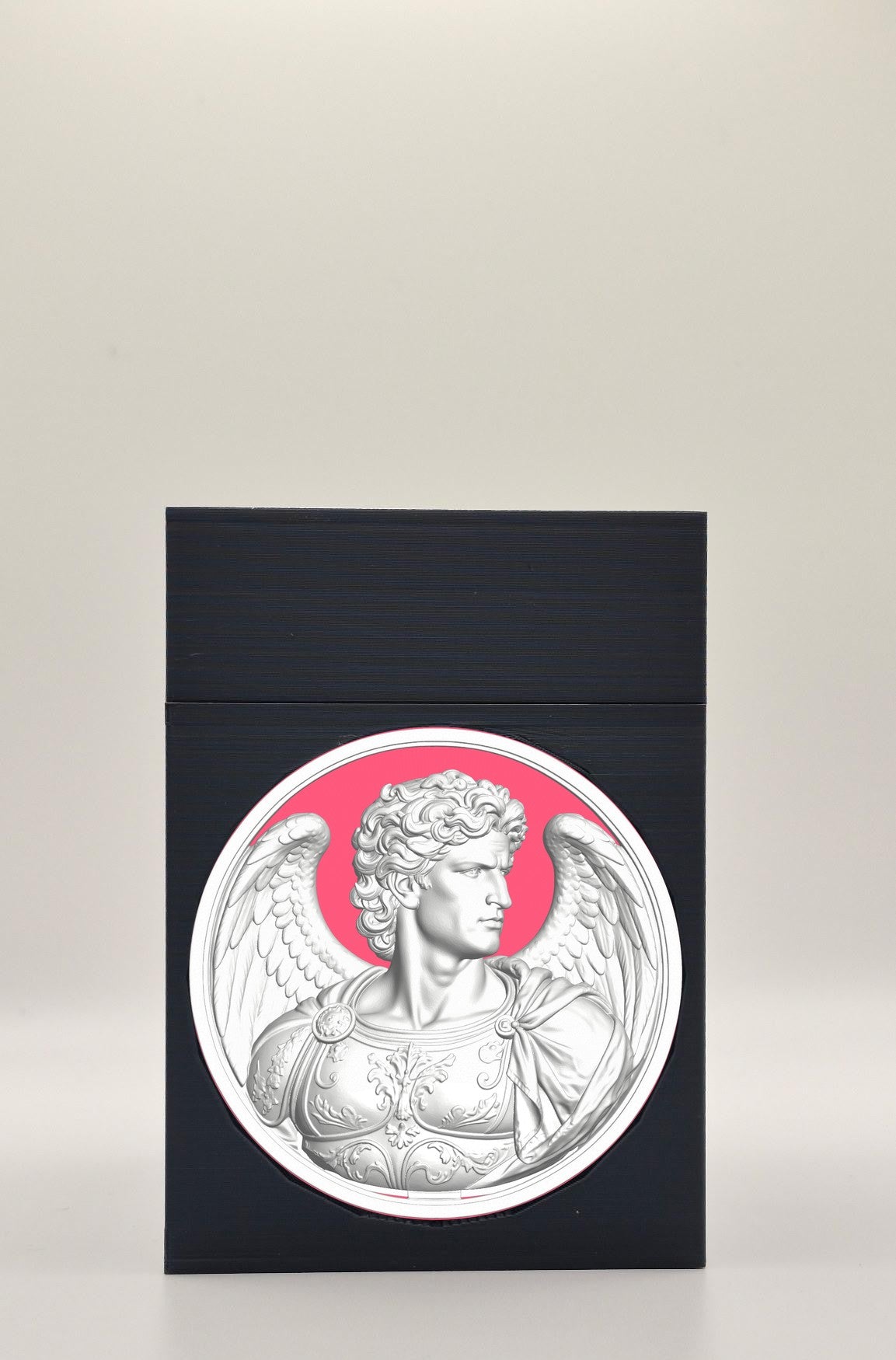 Angel Card Box - Black Plain box with Red background and White medallion