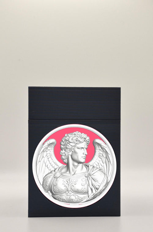 Angel Card Box - Black Plain box with Red background and White medallion