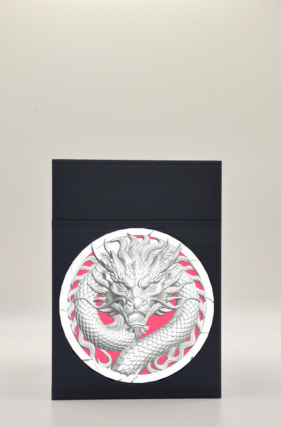 Dragon Card Box - Black Plain box with Red background and White medallion