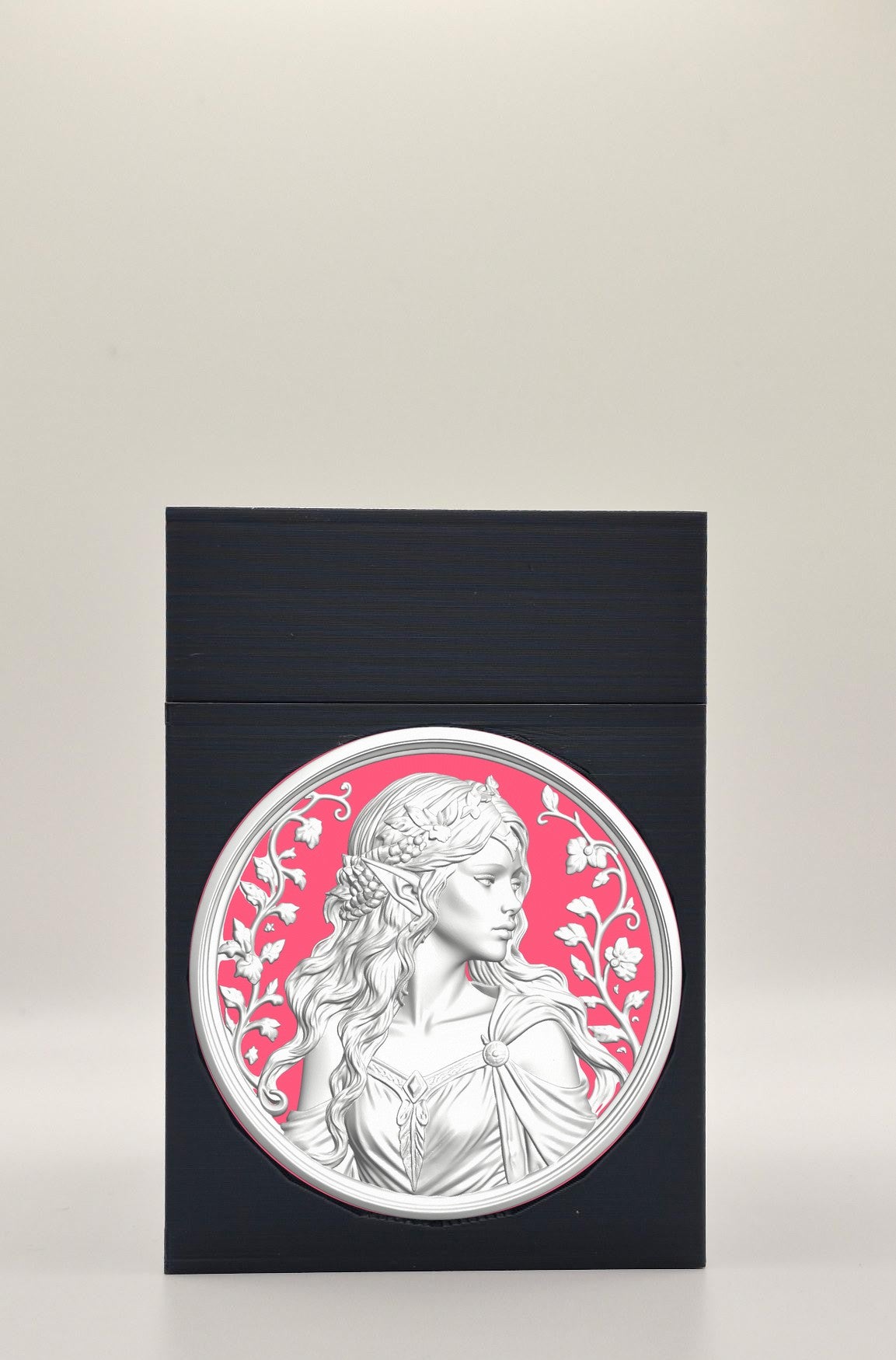 Elf Maiden Card Box - Black Plain box with Red background and White medallion