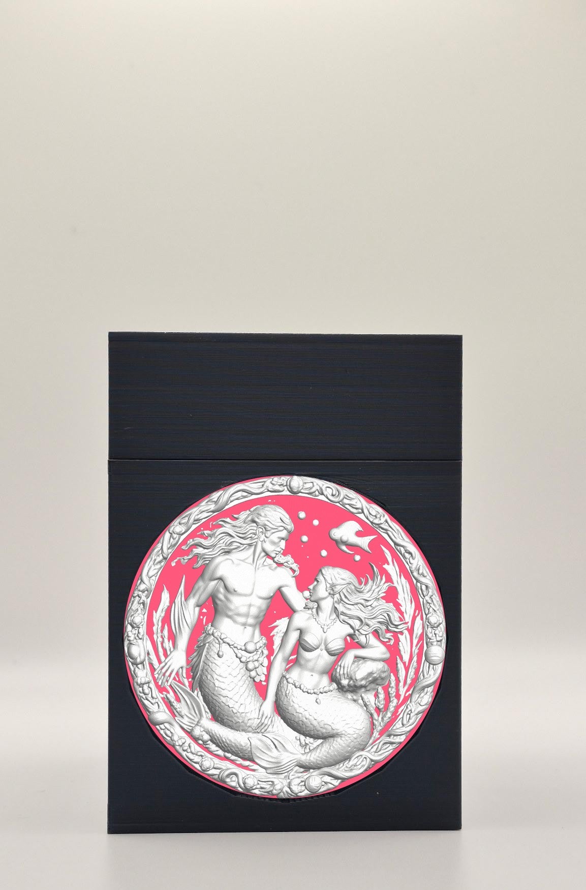 Merfolk Card Box - Black Plain box with Red background and White medallion