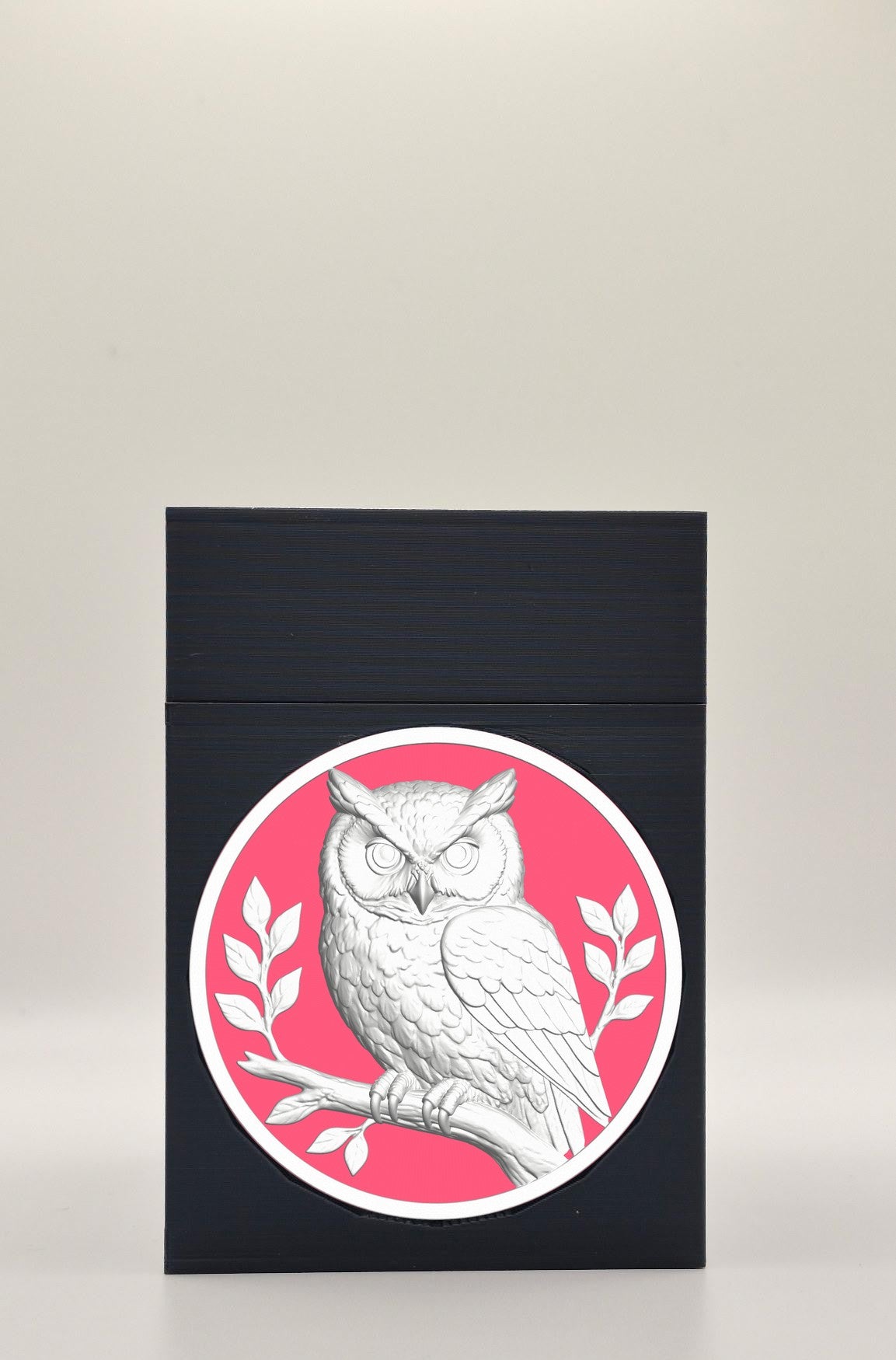 Owl Card Box - Black Plain box with Red background and White medallion