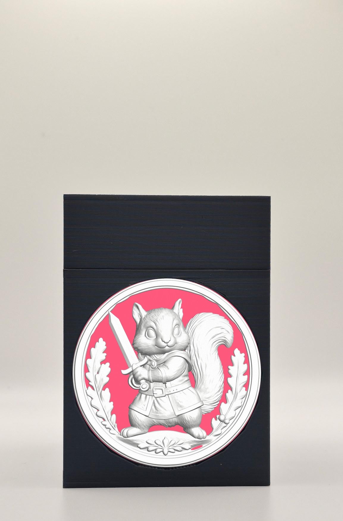 Squirrel Card Box - Black Plain box with Red background and White medallion