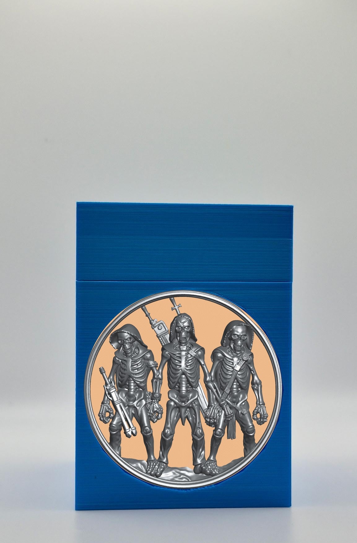 Skeleton Army Card Box - Blue Plain box with Gold background and Silver medallion