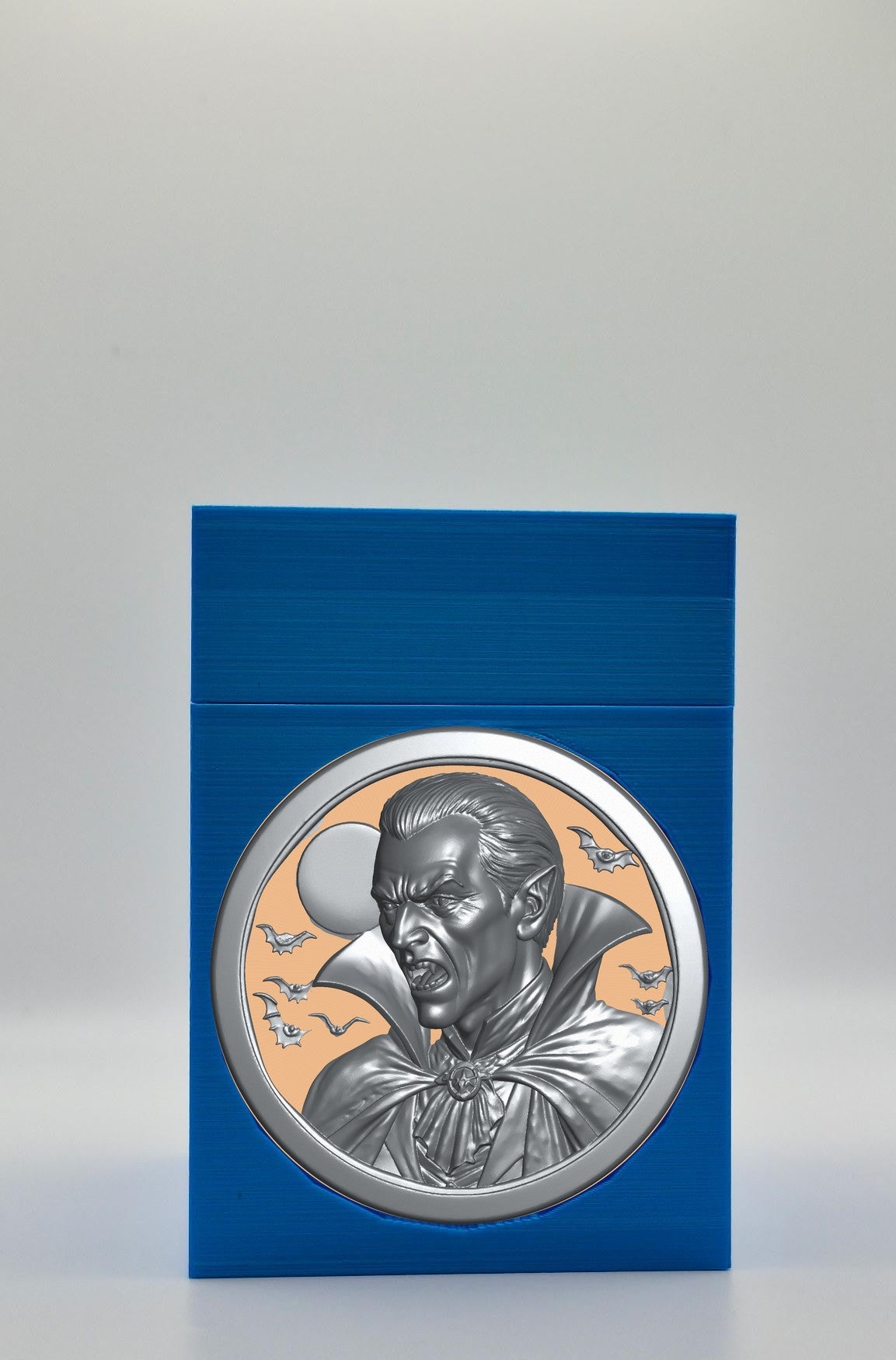 Vampire Card Box - Blue Plain box with Gold background and Silver medallion