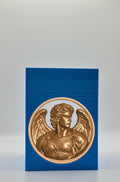 Angel Card Box - Blue Plain box with Silver background and Gold medallion