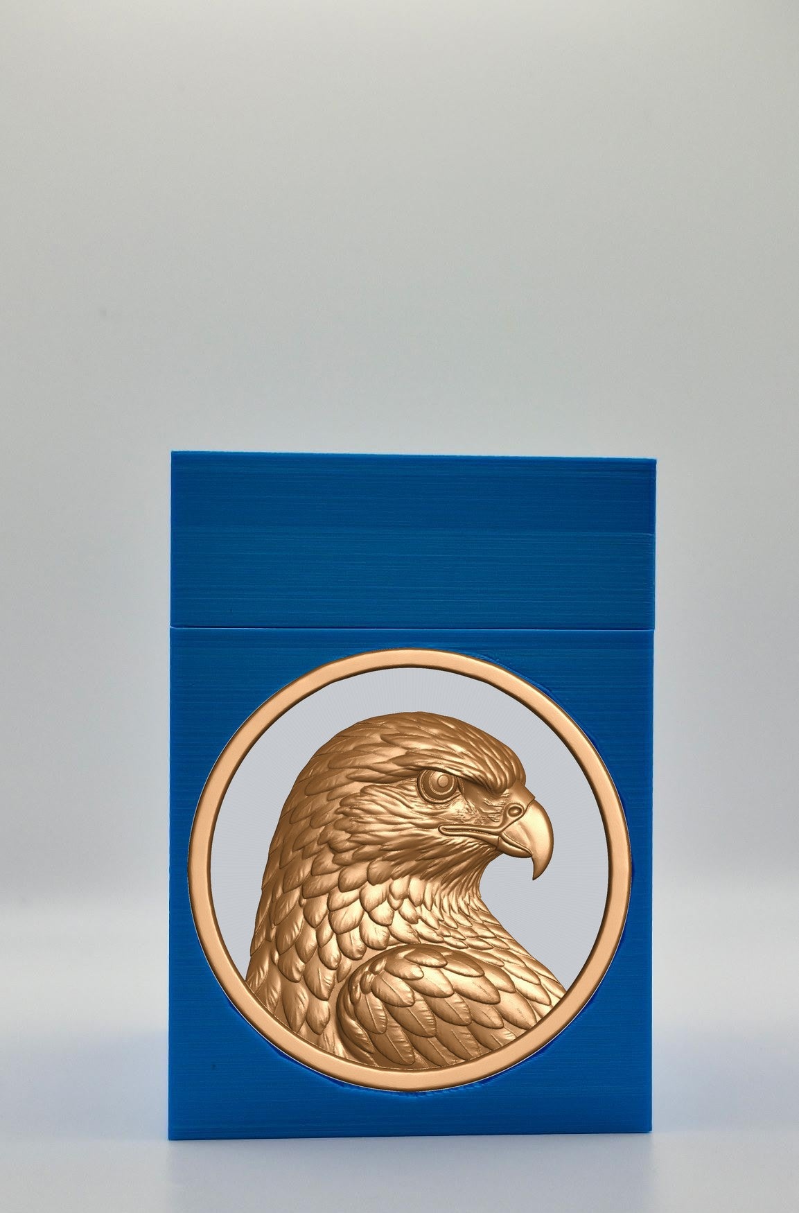 Eagle Card Box - Blue Plain box with Silver background and Gold medallion