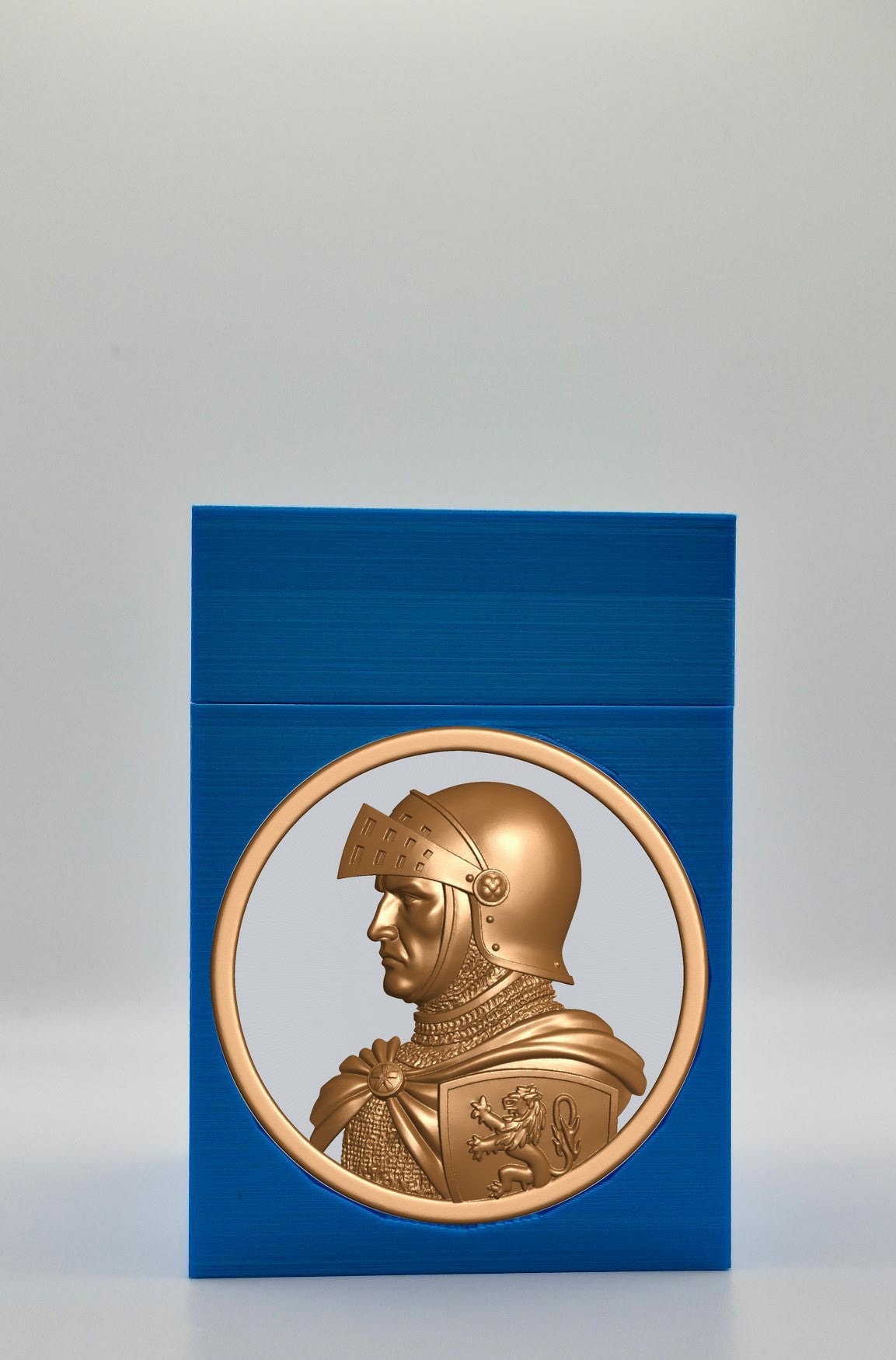 Knight Card Box - Blue Plain box with Silver background and Gold medallion