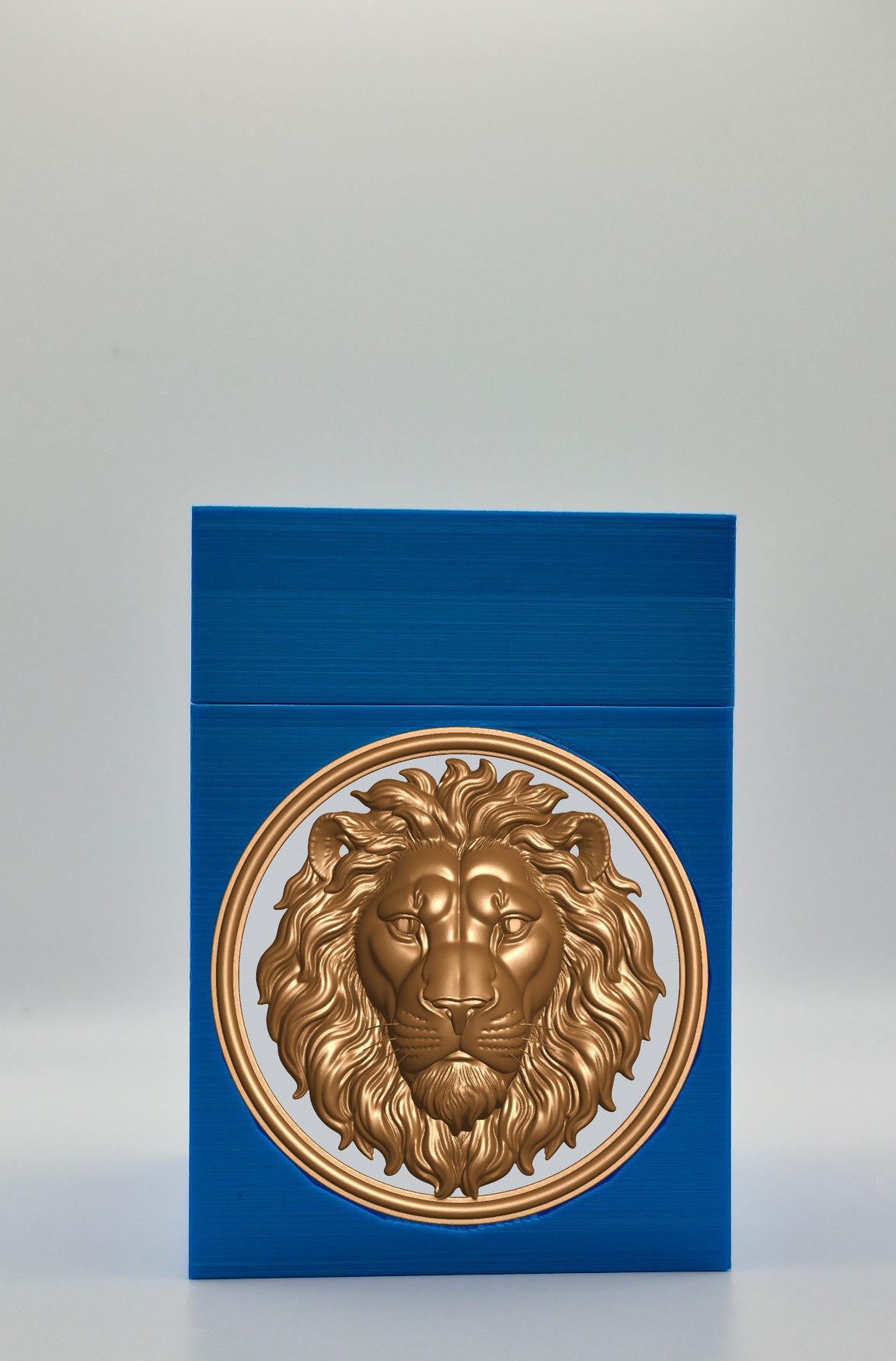 Lion Card Box - Blue Plain box with Silver background and Gold medallion