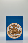 Lotus Card Box - Blue Plain box with Silver background and Gold medallion