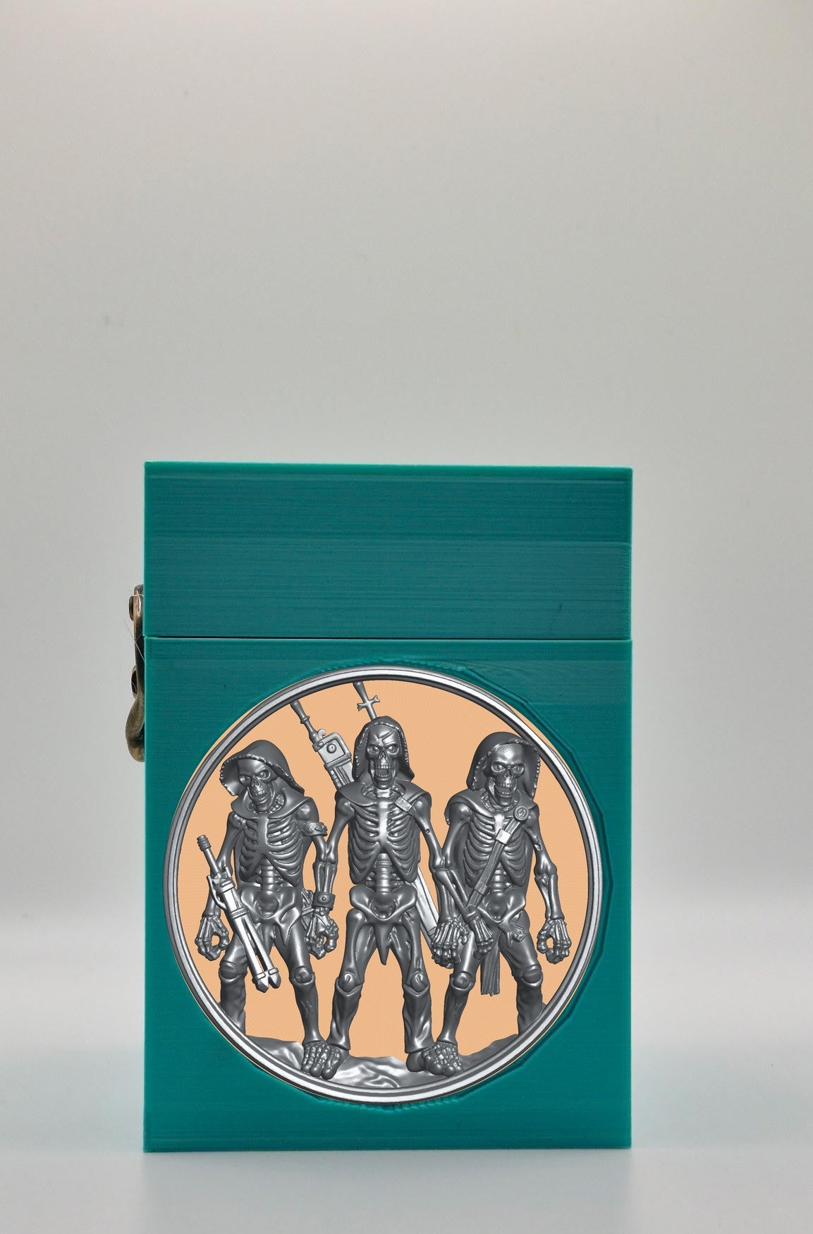 Skeleton Army Card Box - Green Plain box with Gold background and Silver medallion