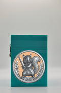 Squirrel Card Box - Green Plain box with Gold background and Silver medallion
