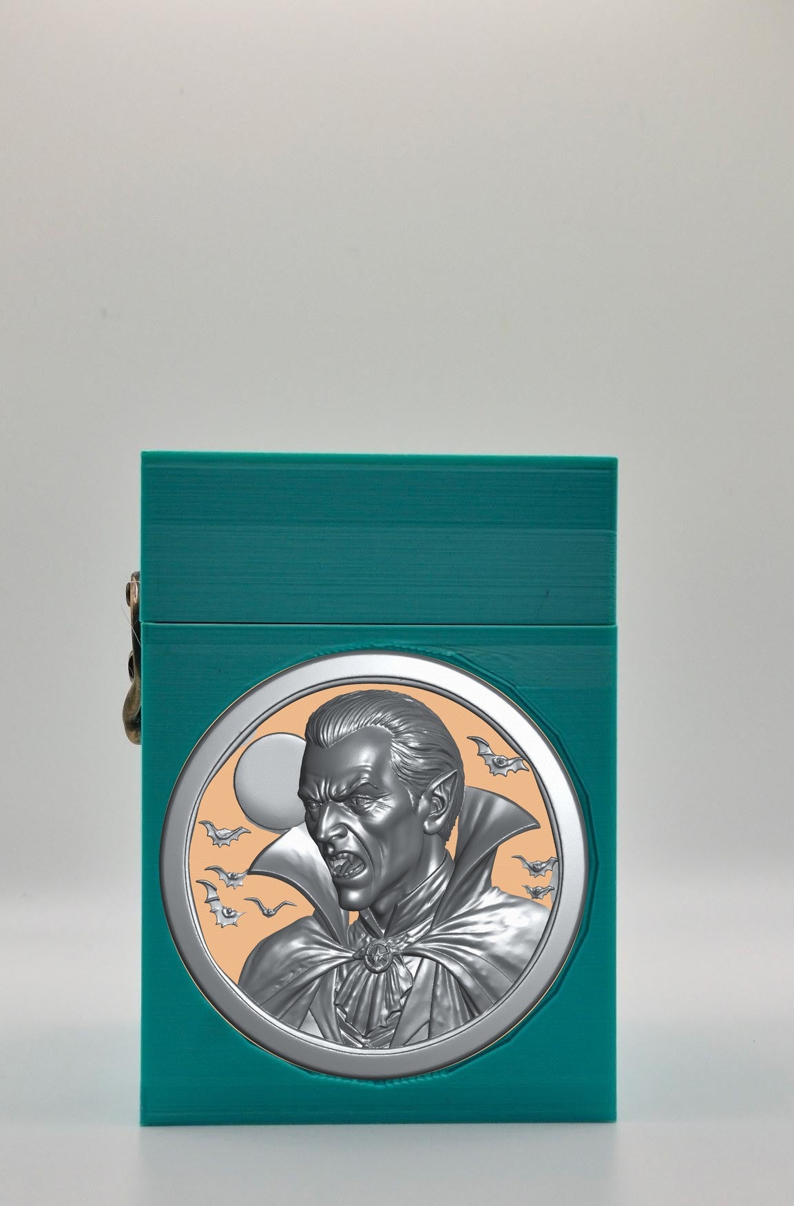 Vampire Card Box - Green Plain box with Gold background and Silver medallion