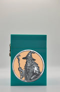Wizard Card Box - Green Plain box with Gold background and Silver medallion