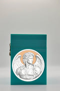 Angel Card Box - Green Plain box with Gold background and White medallion