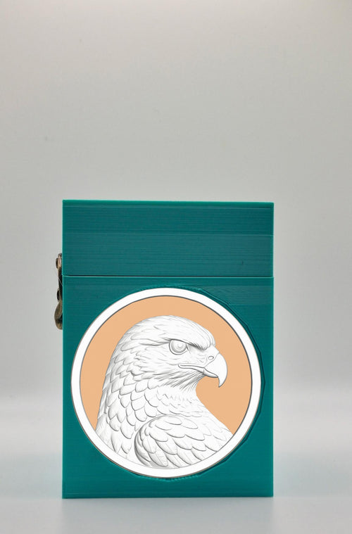 Eagle Card Box - Green Plain box with Gold background and White medallion