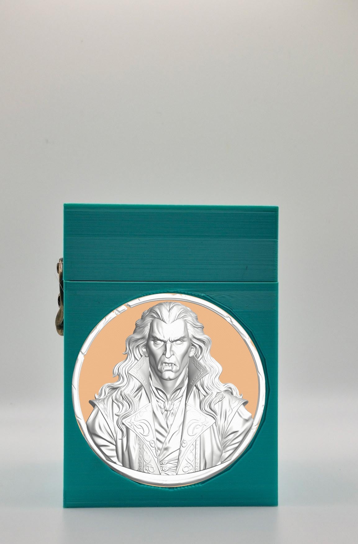 Gothic Vampire Card Box - Green Plain box with Gold background and White medallion