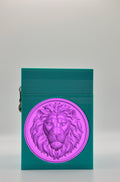 Lion Card Box - Green Plain box with Purple background and Purple medallion