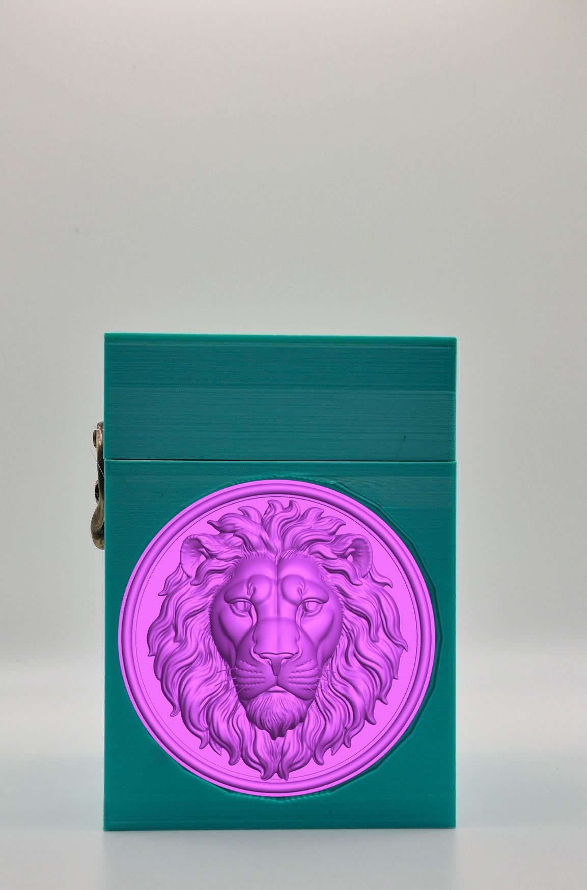 Lion Card Box - Green Plain box with Purple background and Purple medallion