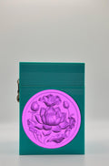 Lotus Card Box - Green Plain box with Purple background and Purple medallion