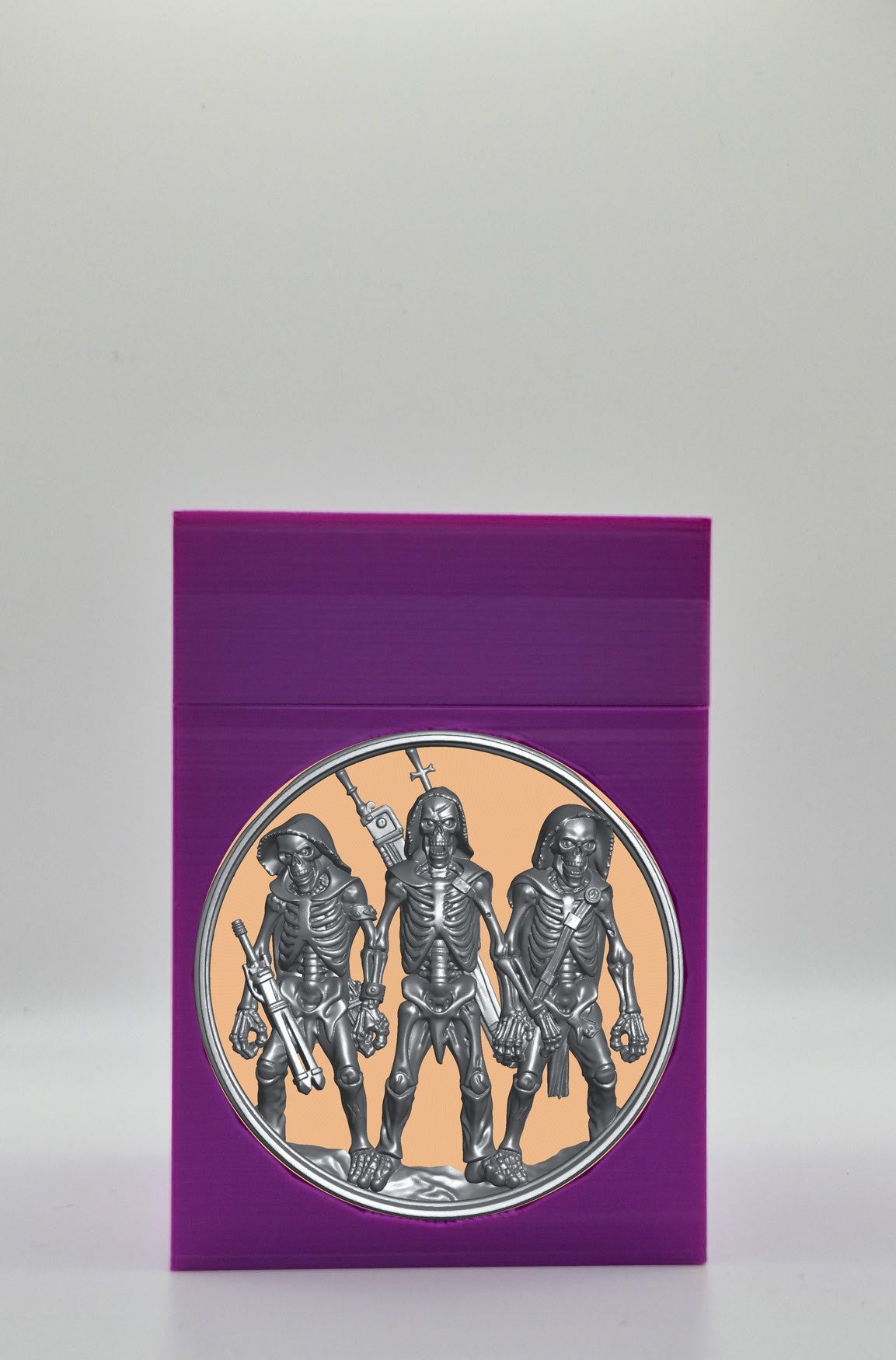 Skeleton Army Card Box - Purple Plain box with Gold background and Silver medallion