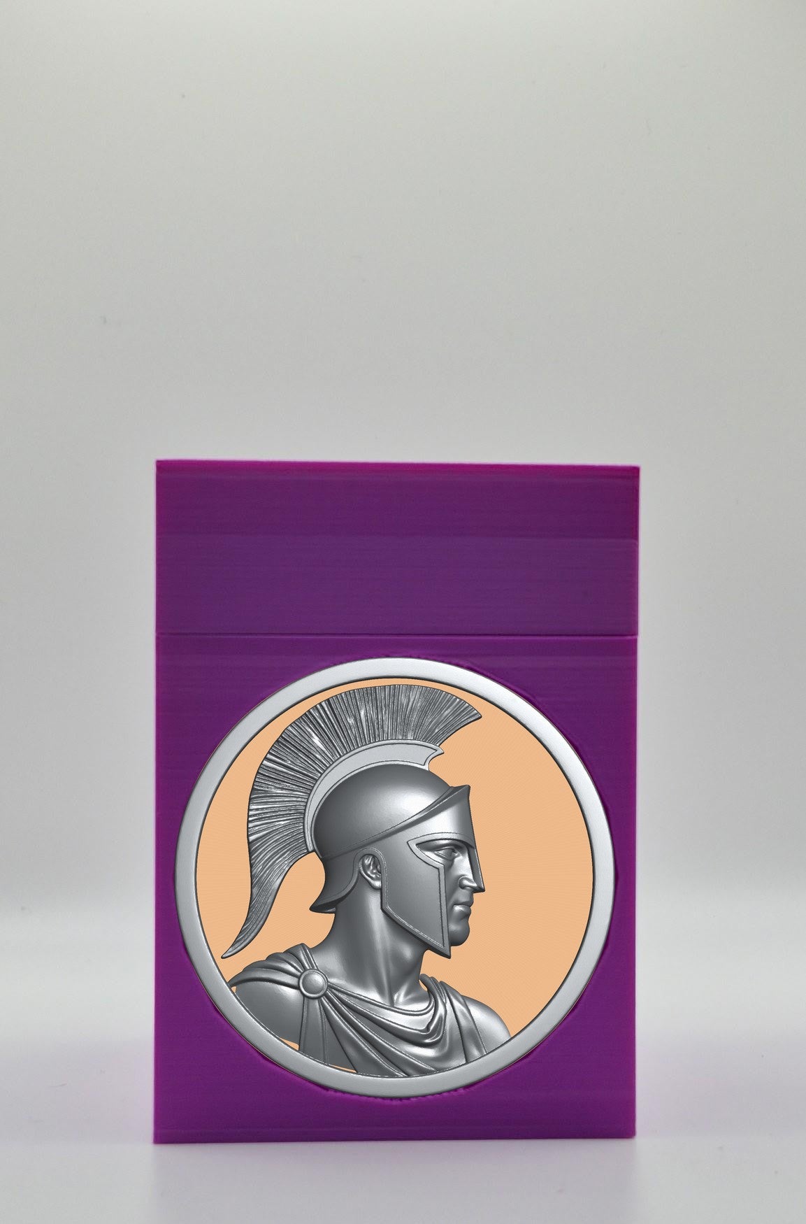 Spartan Card Box - Purple Plain box with Gold background and Silver medallion