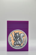 Squirrel Card Box - Purple Plain box with Gold background and Silver medallion