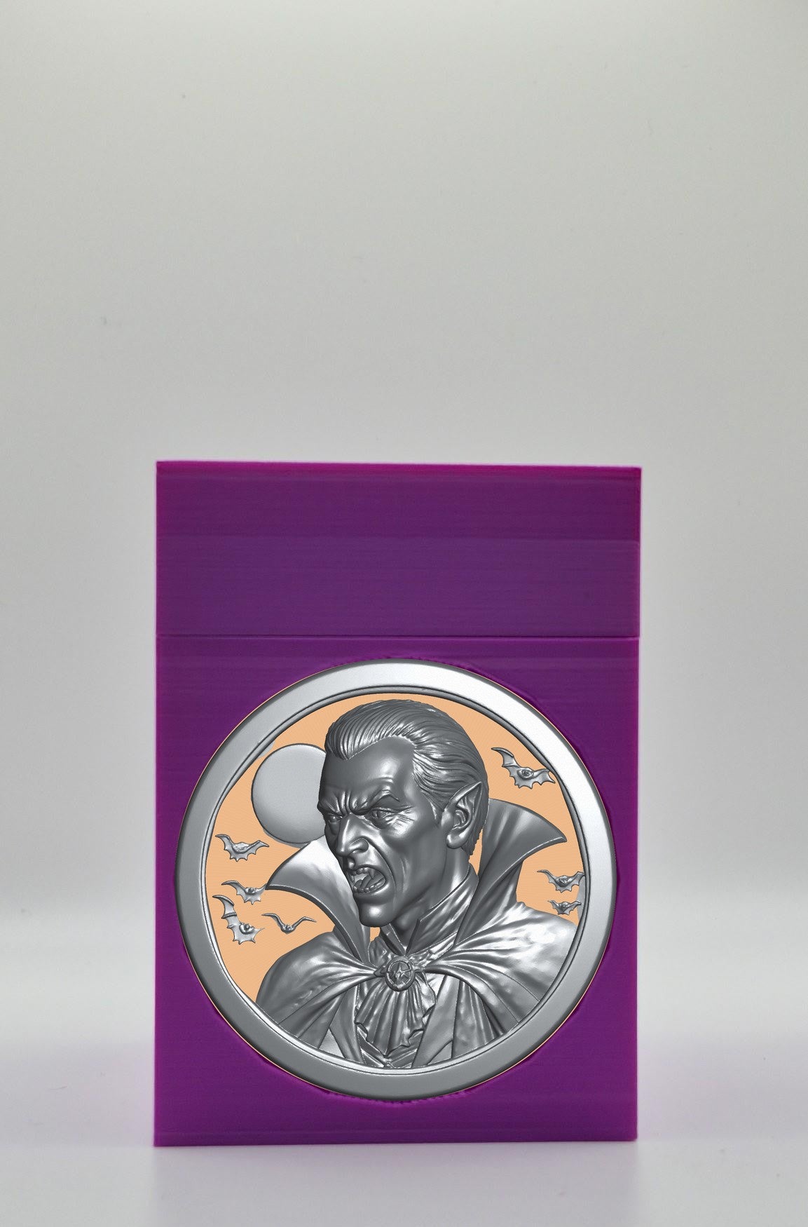 Vampire Card Box - Purple Plain box with Gold background and Silver medallion