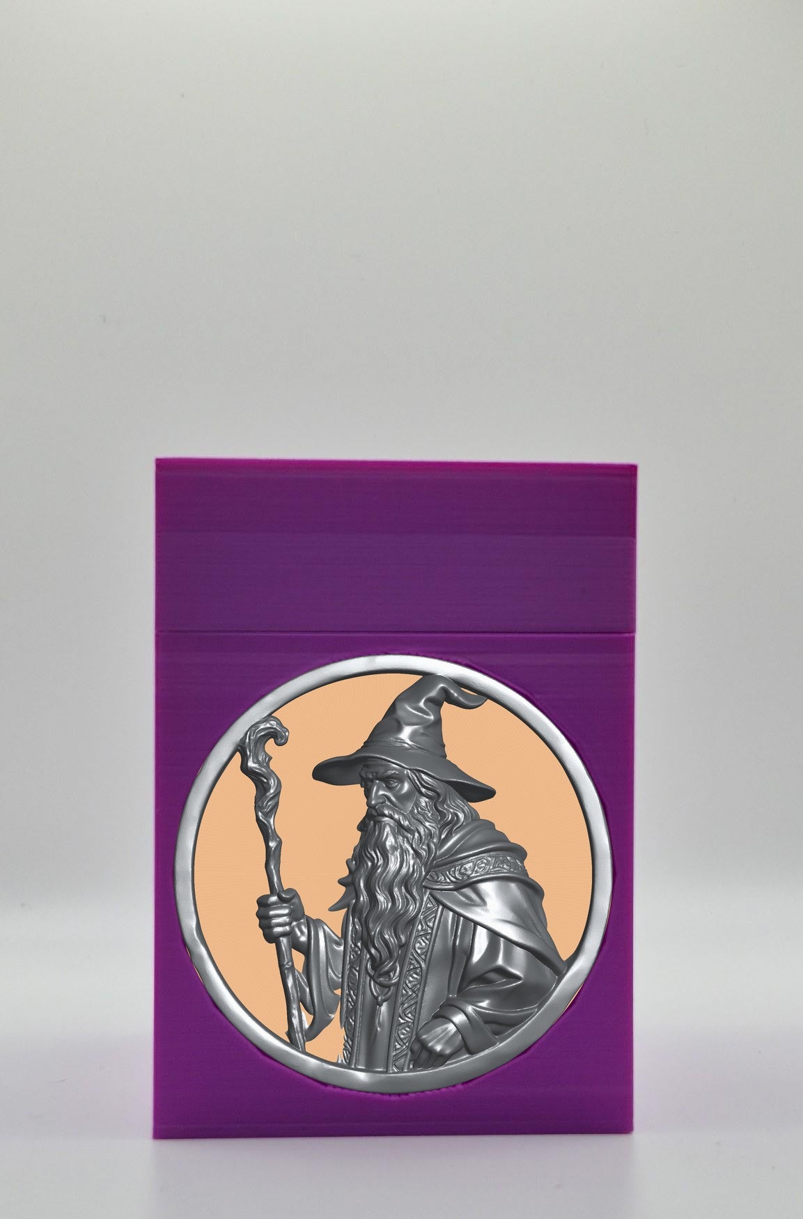 Wizard Card Box - Purple Plain box with Gold background and Silver medallion