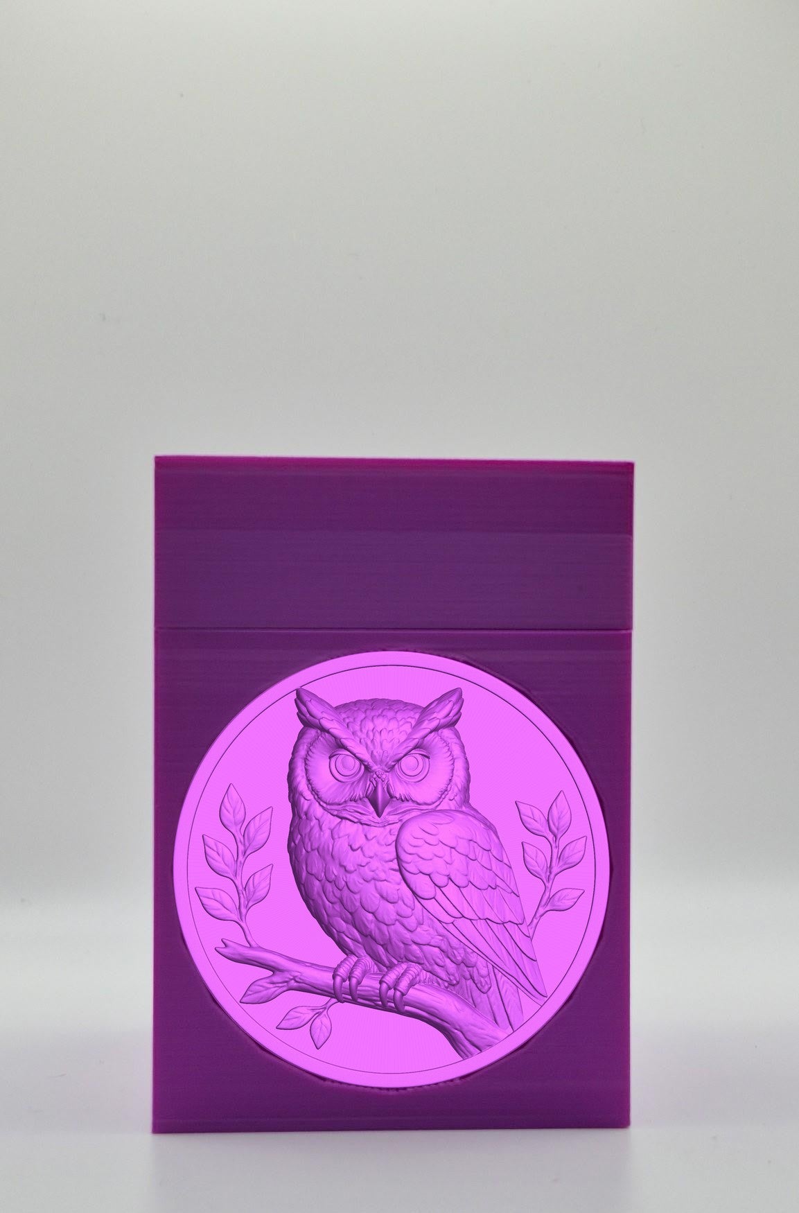 Owl Card Box - Purple Plain box with Purple background and Purple medallion