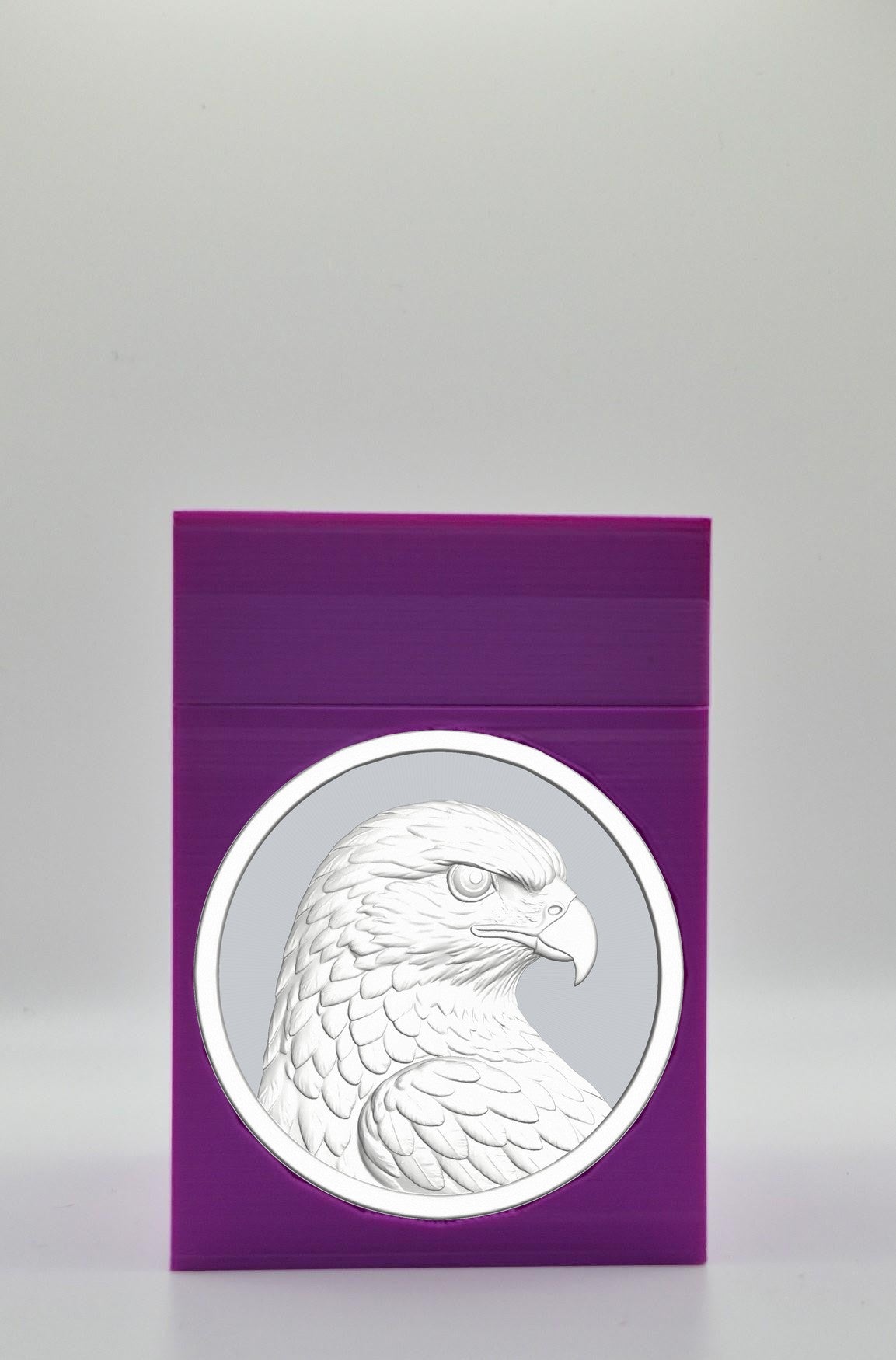 Eagle Card Box - Purple Plain box with Silver background and White medallion
