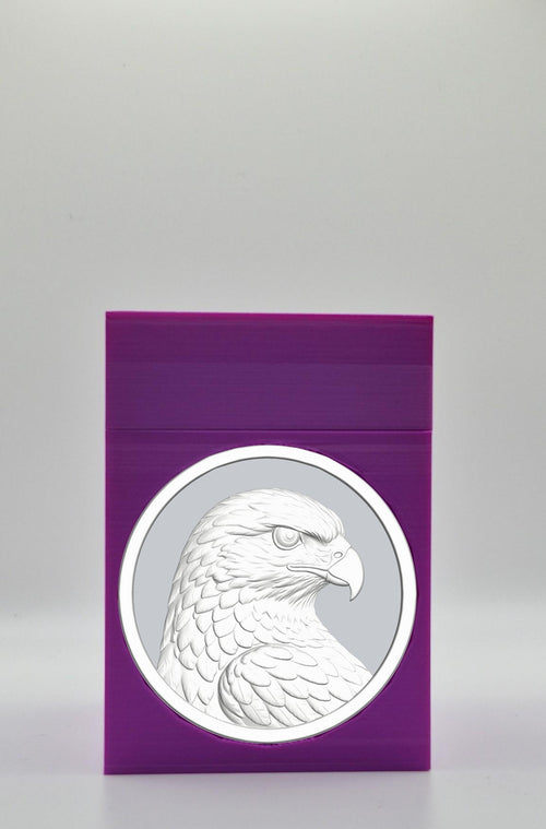Eagle Card Box - Purple Plain box with Silver background and White medallion