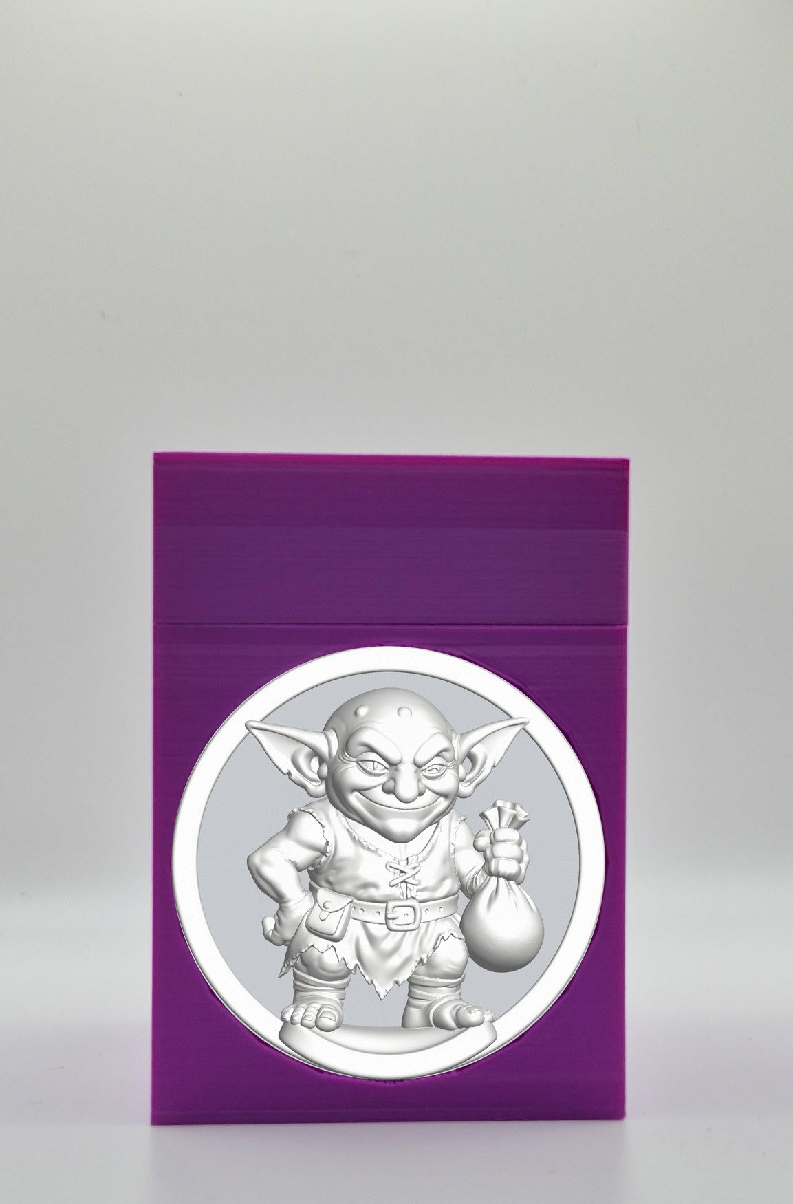 Greedy Goblin Card Box - Purple Plain box with Silver background and White medallion