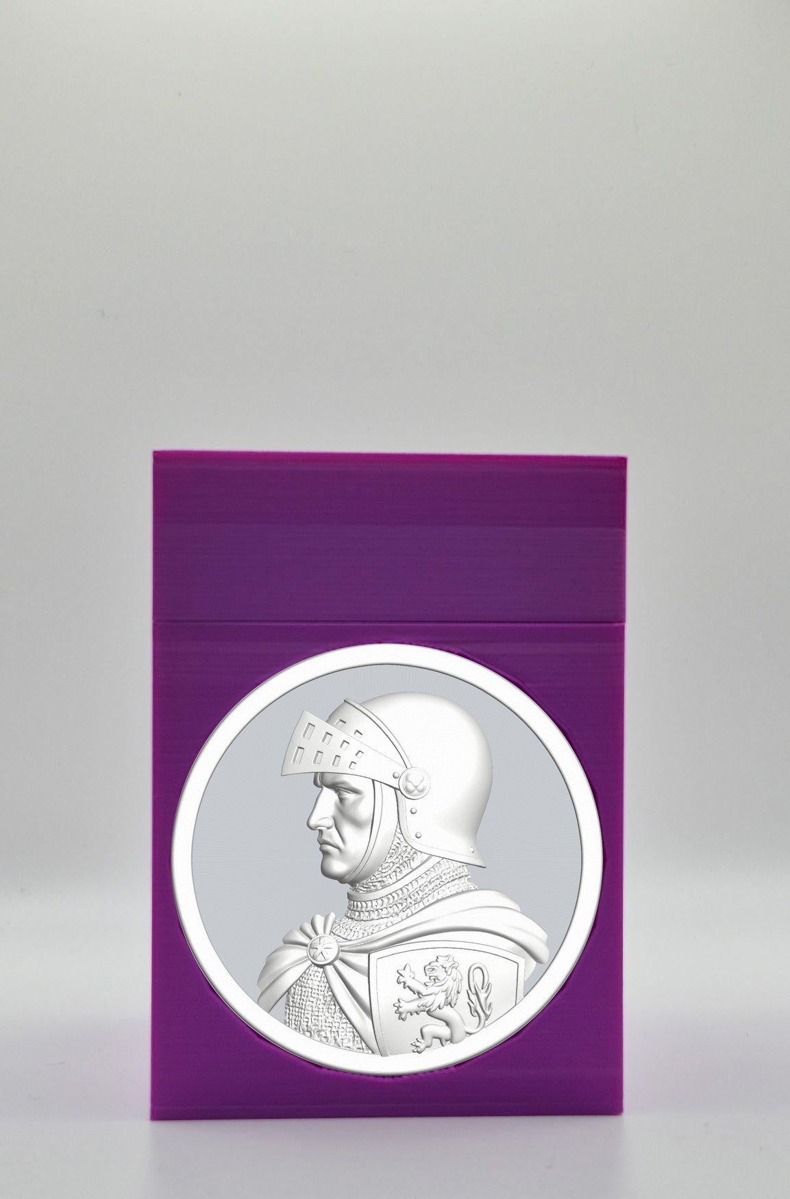 Knight Card Box - Purple Plain box with Silver background and White medallion