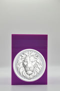 Lion Card Box - Purple Plain box with Silver background and White medallion