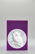 Owl Card Box - Purple Plain box with Silver background and White medallion