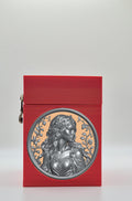 Elf Maiden Card Box - Red Plain box with Gold background and Silver medallion