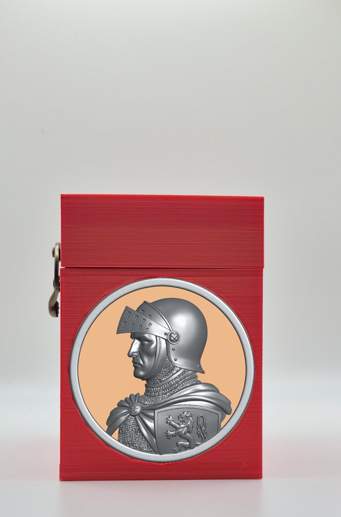 Knight Card Box - Red Plain box with Gold background and Silver medallion