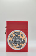 Lotus Card Box - Red Plain box with Gold background and Silver medallion