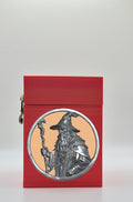 Wizard Card Box - Red Plain box with Gold background and Silver medallion