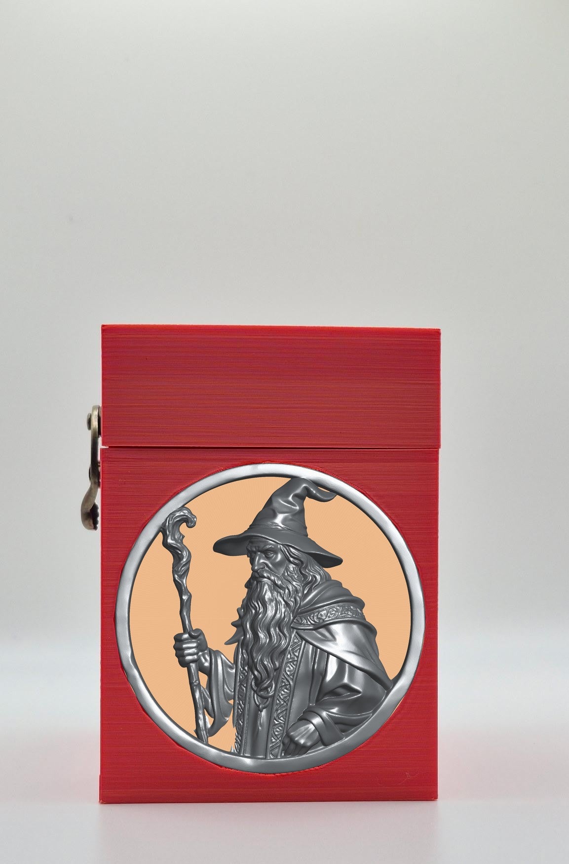 Wizard Card Box - Red Plain box with Gold background and Silver medallion