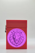 Lion Card Box - Red Plain box with Purple background and Purple medallion