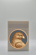 Eagle Card Box - White Plain box with Black background and Gold medallion