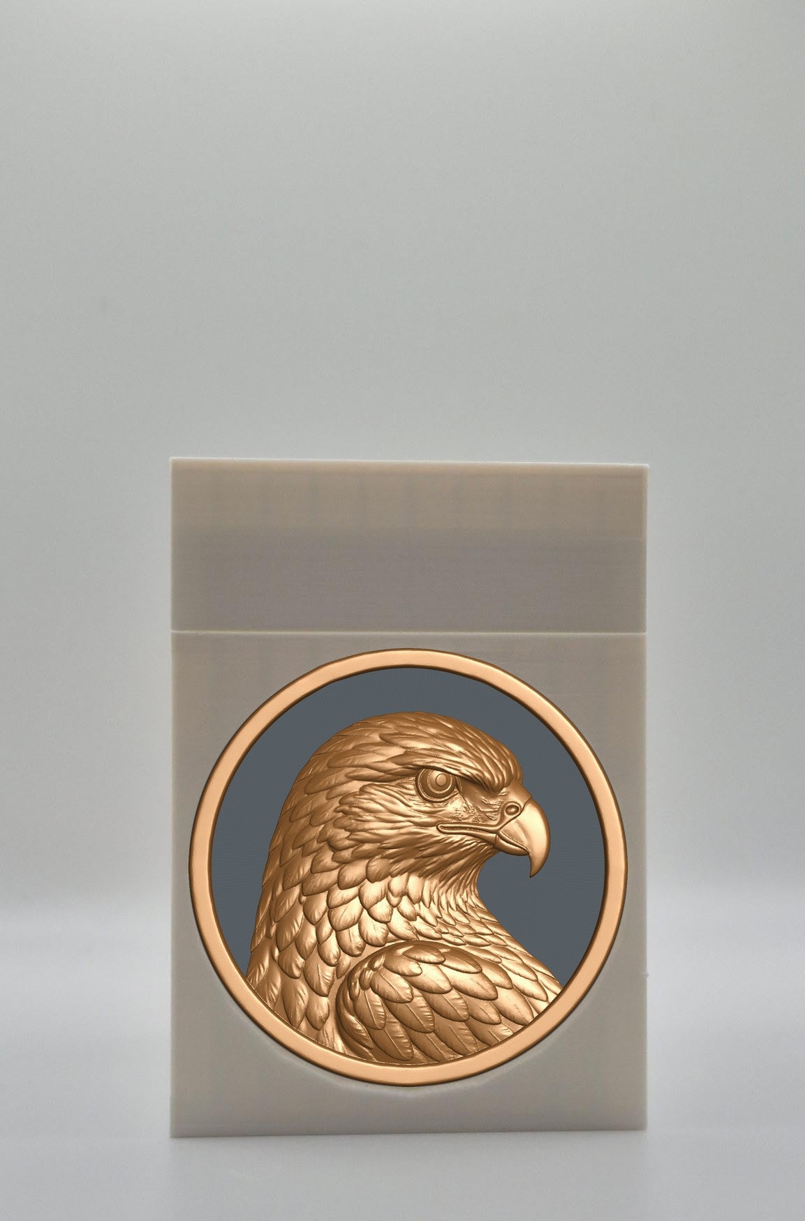Eagle Card Box - White Plain box with Black background and Gold medallion