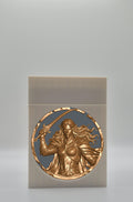 Elvish Warrior Card Box - White Plain box with Black background and Gold medallion