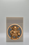 Greedy Goblin Card Box - White Plain box with Black background and Gold medallion