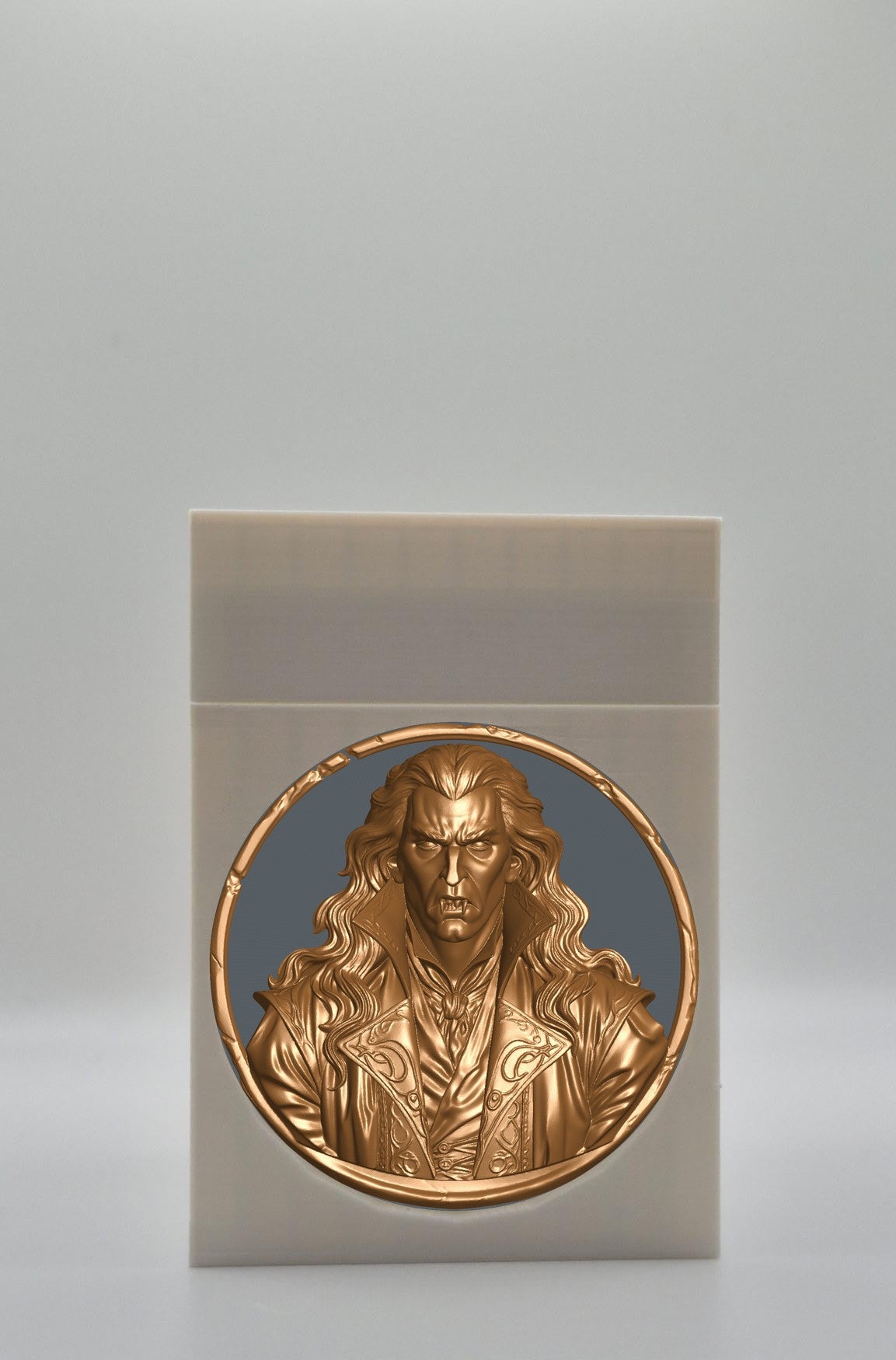 Gothic Vampire Card Box - White Plain box with Black background and Gold medallion