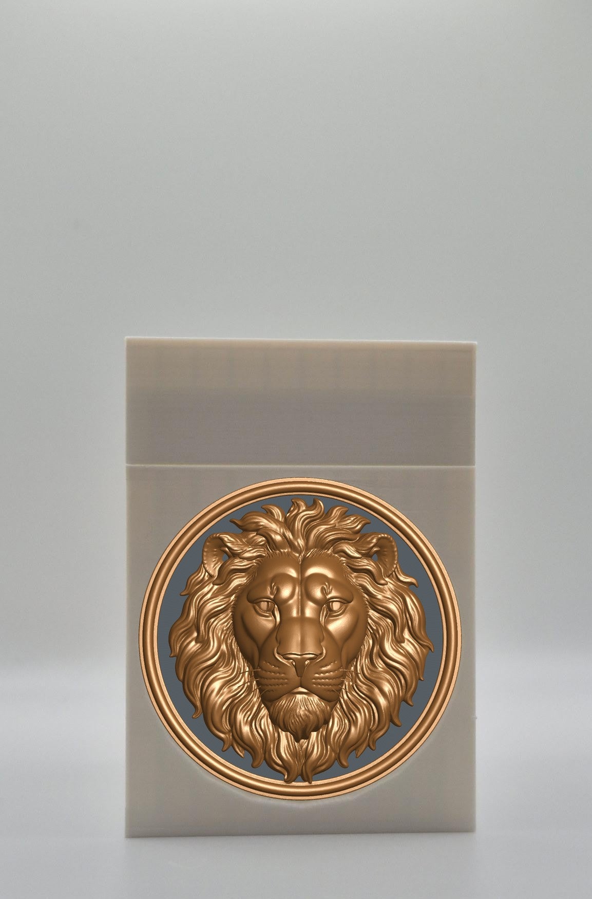 Lion Card Box - White Plain box with Black background and Gold medallion