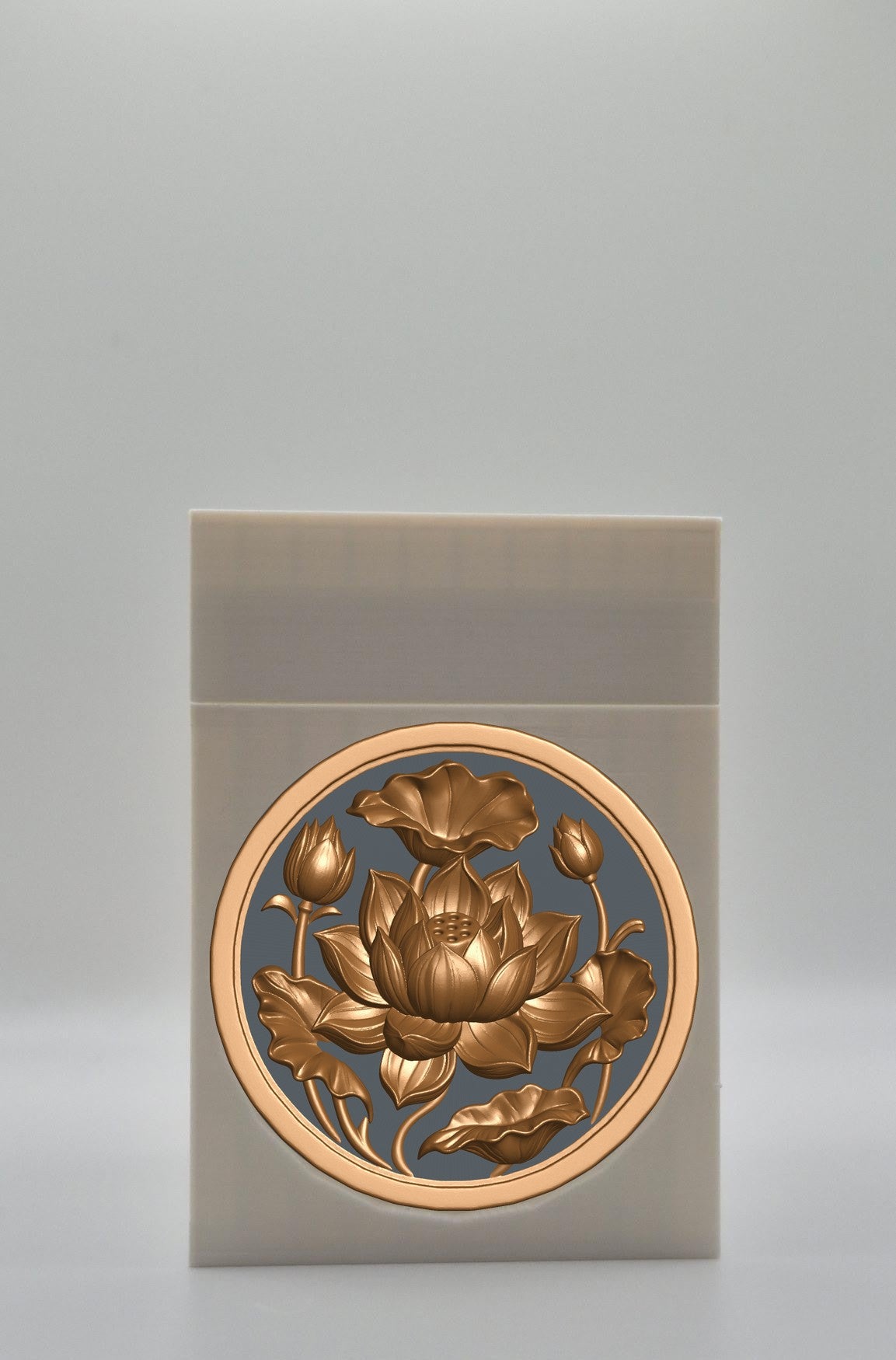 Lotus Card Box - White Plain box with Black background and Gold medallion